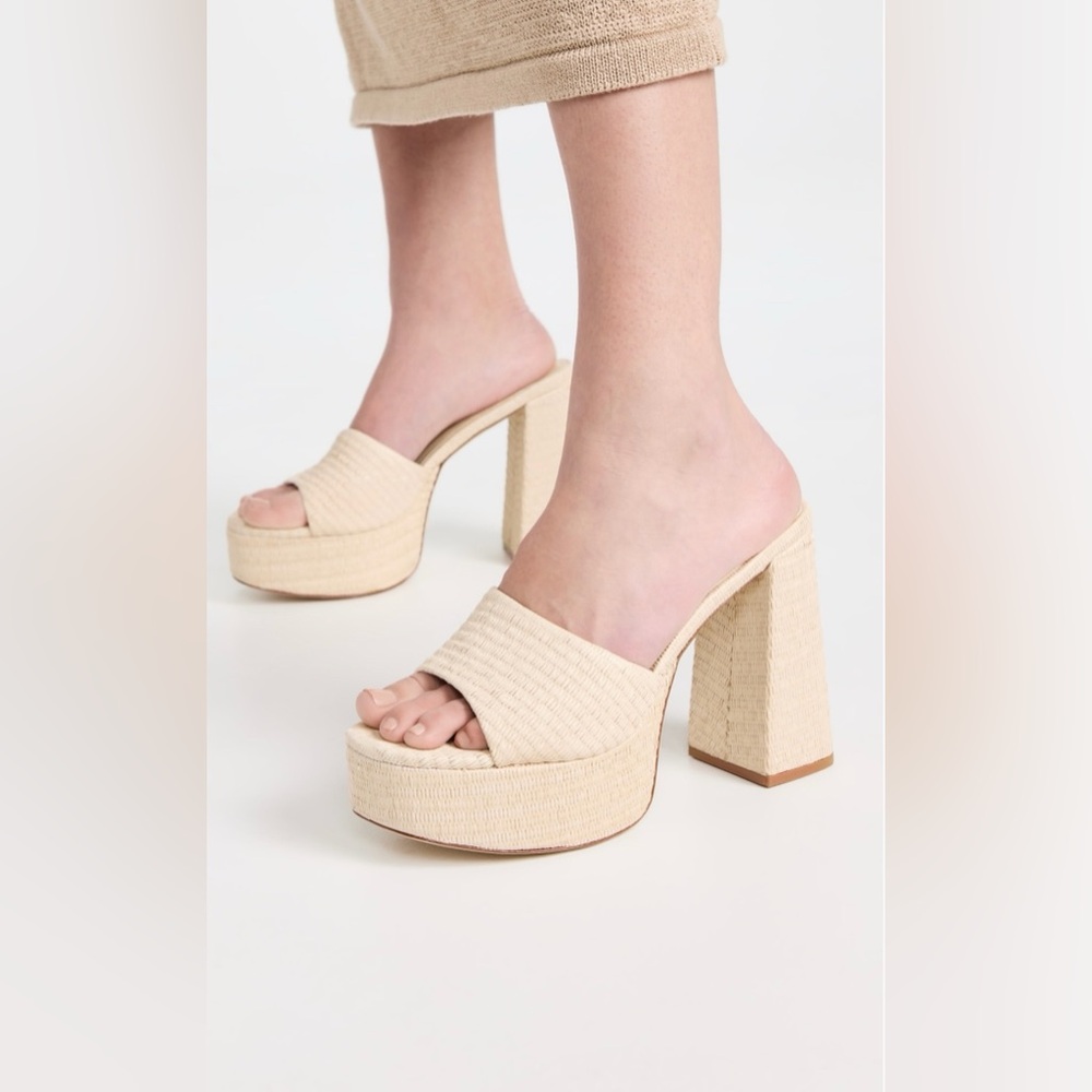 Larroude Dolly Mule in Natural Raffia - Size 8 - only worn a few times!!!